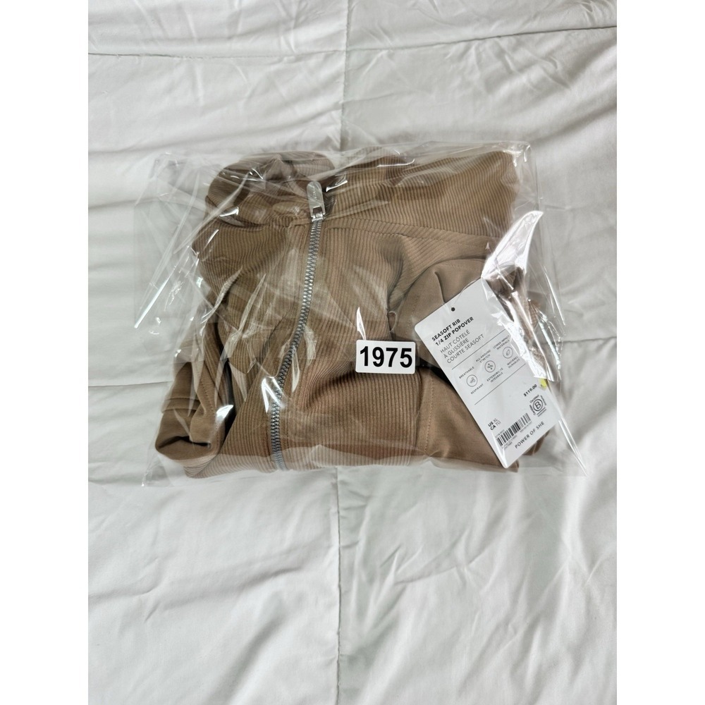 NWT Athleta Seasoft Rib 1/4 Zip Popover (tan) Size XL Brown Lightweight - Picture 11 of 11